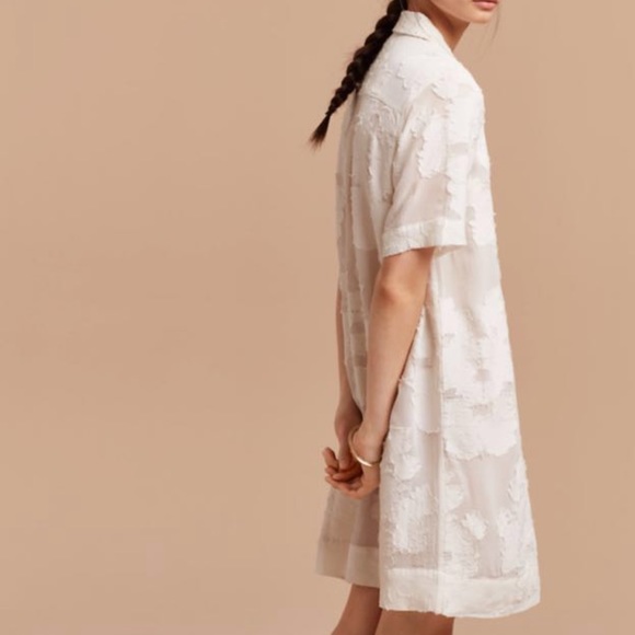 ARITZIA | WILFRED HEMISTICHE DRESS SHEER FLORAL DESIGN EMBROIDERY TUNIC BUTTONS - Picture 8 of 14
